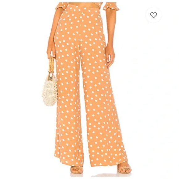 Tularosa Latte Tan White Polka Dot Maxi Marley Pant Viscose Trousers M $148.00 - Picture 6 of 14
